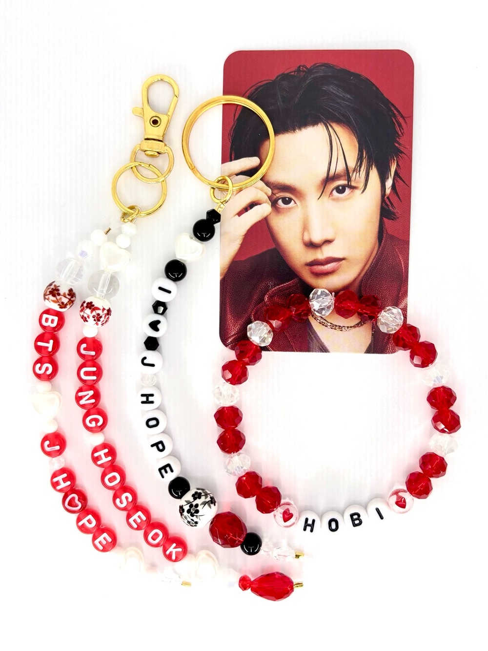 (4pcs) BTS JHOPE BIAS BRACELET KEYCHAIN PHOTOCARD BUNDLE